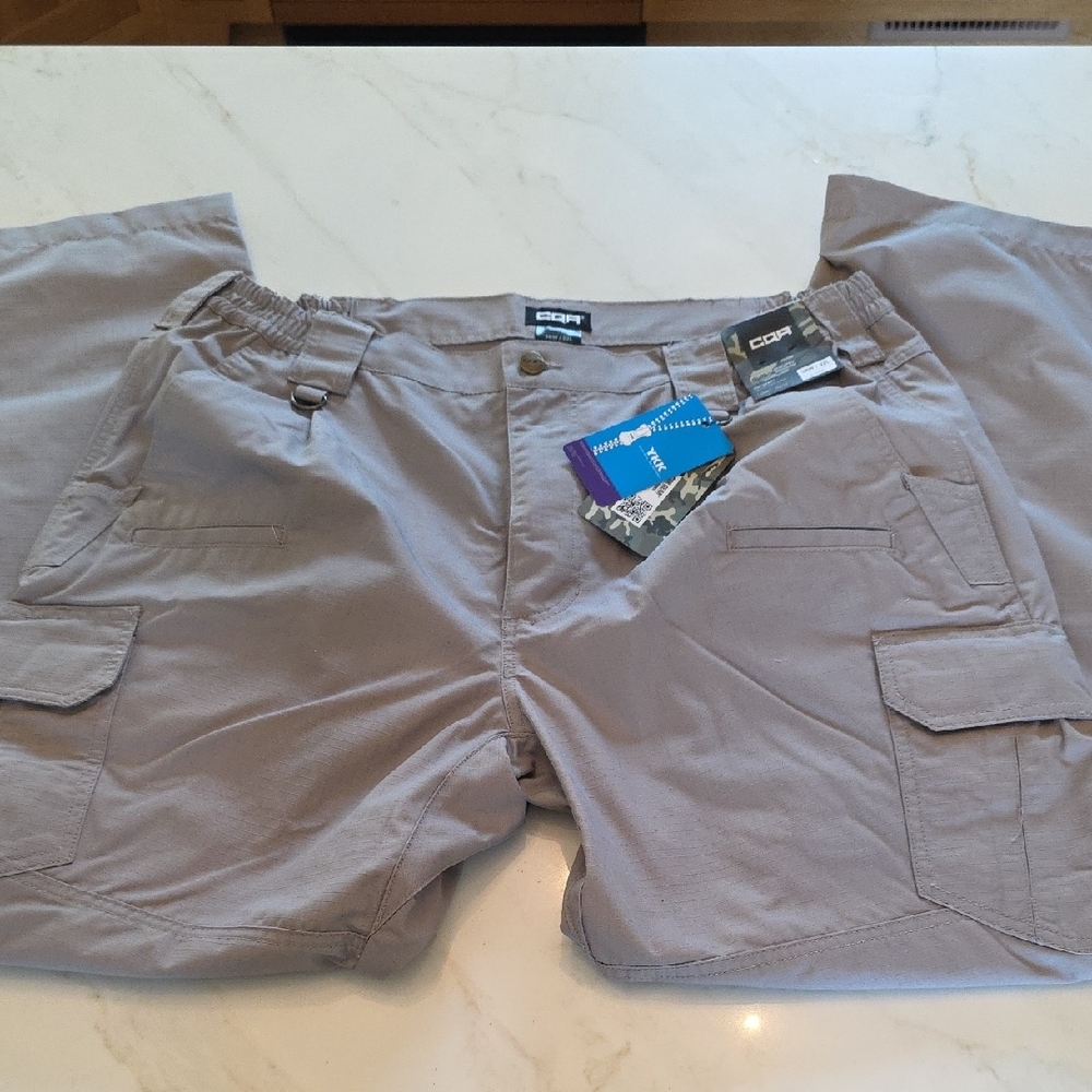 NWT CQR Gray Cargo Pants. Duratex Rip Proof Fabric. Never Worn. 38x32